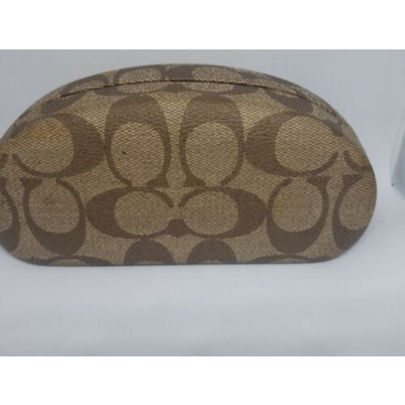 Coach Signature Monogram Brown Hard Clamshell Sunglasses Eyeglasses Case - Picture 3 of 8